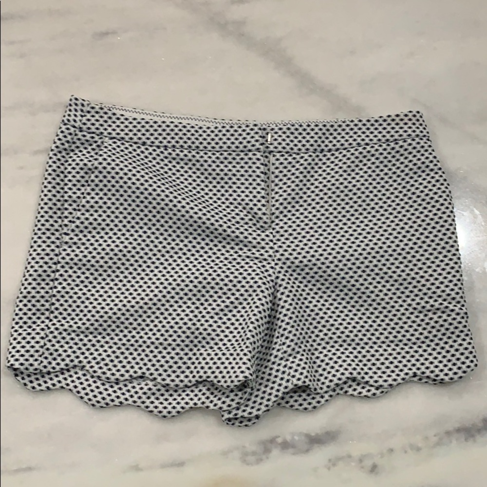 Grey and navy scalloped shorts